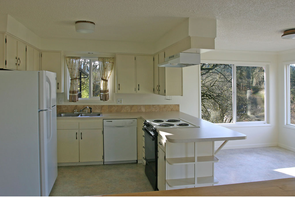 kitchen through arch